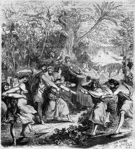 Keiser Nicephorus III Botaniates (1001-1081), bysantinsk keiser fra 1078 til 1081, fikk de unge guttene og jentene bortført. Gravering i "Histoire des Papes-Rois-Queen and Empereurs a travers les centuries"" av Maurice Lachatre av French School