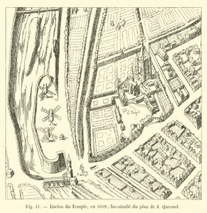 Tempelinnhegning, i 1609; faksimile av J Quesnels plan av French School