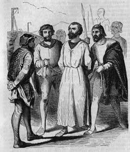 Enguerrand de Marigny chamberlain and minister of King Philip IV the Bel marching to torture in 1315. Engraving of the 19th century. av French School