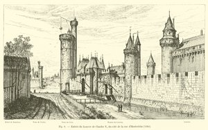 Inngang til Charles Vs Louvre, fra rue dHosteriche, 1380 av French School