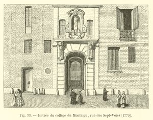 Inngang til høyskolen i Montaigu, rue des Sept-Voies, 1779 av French School