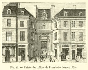 Inngang til college of Plessis-Sorbonne, 1779 av French School
