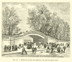 Inngang til Tuileries Garden, fra siden av kaien, 1858 av French School
