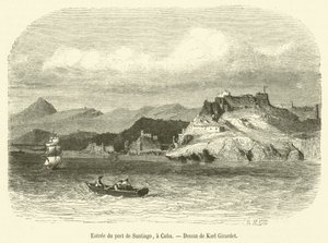 Entree du port de Santiago, til Cuba (gravering) av French School