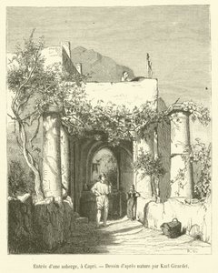 Inngang til et vertshus, i Capri (gravering) av French School