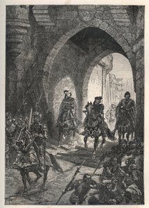 Entry of Charles VI the Well-Beloved (1368-1422), king of France, in Paris after the crushing of the revolt of Maillotins, in 1382 - French King Charles Vi Returns To Paris - Entree by Charles VI le Bien-Aime (1368-1422), king of France, in Paris after the av French School