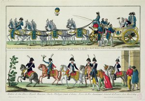 Innreise til Paris av Charles, greve av Artois, 12. april 1814, og innreise til Paris av Louis XVIII, konge av Frankrike og Navarra, 3. mai 1814 av French School