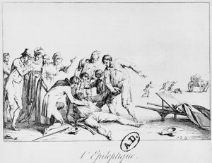 Epileptisk angrep på gaten, ca. 1800 av French School