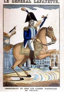 Ridesportrett av general La Fayette (Lafayette), øverstkommanderende for nasjonalgarden i Frankrike av French School