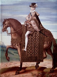 Rytterportrett av Henrik IV (1553-1610) Konge av Frankrike (Portrett av Henrik IV, konge av Frankrike) Anonymt maleri av French School