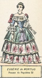 Eugenie de Montijo, kone til Napoleon III (farget gravering) av French School