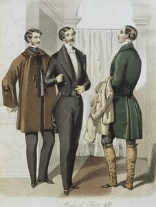 Aftenkjole, illustrasjon fra Le Journal des Tailleurs, 16. februar 1851 (fargegravering) av French School