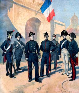 Utvikling av uniformen til elevene ved Ecole Polytechnique de Paris og deres bicorne mellom 1796 og 1894 av French School