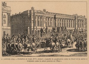 Henrettelsen av kong Ludvig XVI av Frankrike, Paris, den franske revolusjonen, 21. januar 1793 (gravering) av French School