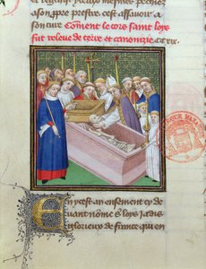 Ekshumering og kanonisering av St. Louis (1215-70) i ​​1297, fra Les Grandes Chroniques de France av French School