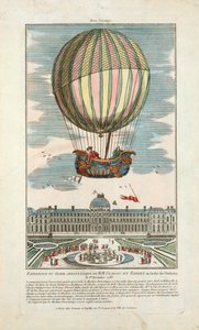 Erfaring med den aerostatiske kloden til MM. Charles og Robert på Jardin des Thuileries 1. desember 1783, pub. 1783 (håndfarget gravering) av French School