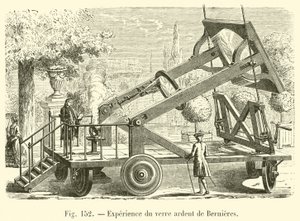 Opplevelse av det brennende glasset til Bernieres (gravering) av French School
