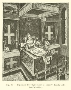 Utstilling av voksbildet til Henri IV i Salle des Cariatides av French School