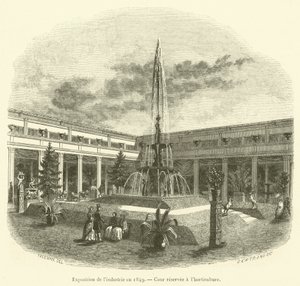 Utstilling av industri i 1849, gårdsplass forbeholdt hagebruk (gravering) av French School