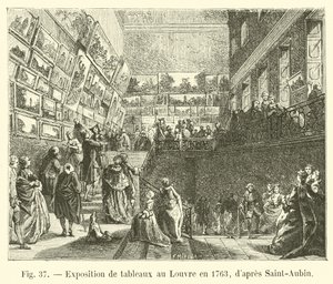 Utstilling av malerier på Louvre i 1763, etter Saint-Aubin av French School