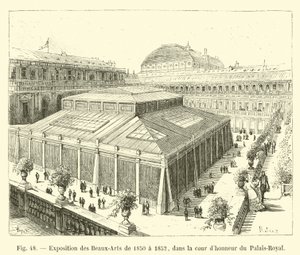 Utstilling av kunst fra 1850 til 1852, på gårdsplassen til Palais-Royal av French School