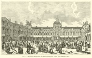Utstilling av produkter fra fransk industri, i gårdsplassen til Louvre, 1801 av French School