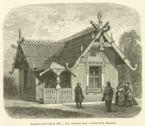 Universell utstilling fra 1867, Isba, russisk hytte (gravering) av French School