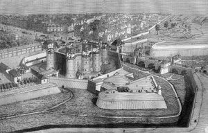 Utvendig utsikt over Bastillen i Paris i 1650. av French School