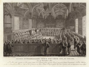 Ekstraordinær sesjon holdt av Ludvig XVI på slottet i Versailles av French School