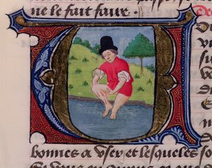 F.27v Leeching, fra Traite de Medecine av Aldebrande de Florence, 1356 av French School
