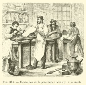Produksjon av porselen, Støping med skorpen (gravering) av French School