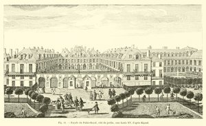 Fasade av Palais-Royal, siden av hagen, under Louis XV, etter Rigaud av French School