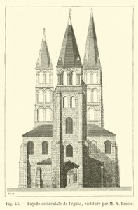Vestlig fasade av kirken, restaurert av MA Lenoir av French School