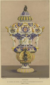 Faience de Rouen vannfontene med armene til huset Montmorency-Luxembourg av French School
