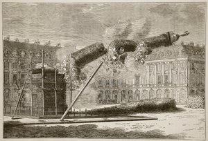 Fall of the Vendome Column, april 1871, illustrasjon fra Cassells historie om krigen mellom Frankrike og Tyskland, 1870-1871 av French School
