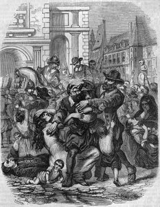 Famine in France in the 16th century. av French School