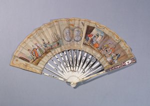 Vifte med illustrasjoner fra grevinnen av Cagliostro, ca. 1786 (gouache på papir og elfenben) av French School