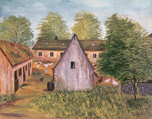 Gård og gårdstun i Frankrike, slutten av 1800-tallet (wc på papir0