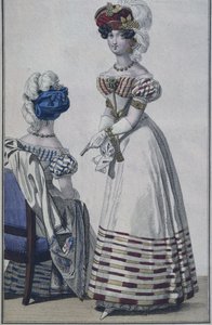 Moteplate, Paris, illustrasjon fra Le Petit Courrier des Dames, ca. 1820 (fargegravering) av French School