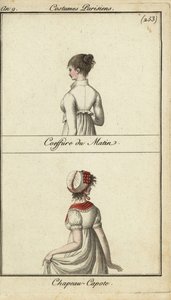 Fasjonabel frisyre og hatt, Paris av French School