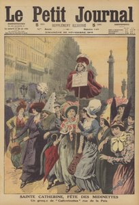 Feast of St Catherine, skytshelgen for klesarbeidere (farge litho) av French School