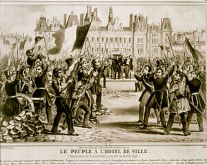 Februarrevolusjonen 1848 (litografi) av French School