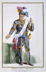 Fernand Cortez (1485-1547), gravert av Pierre Duflos (1742-1816), 1780 (kobberstikk) av French School