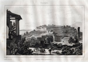 Fiesole -Toscana - Gravering fra "" Pittoreske Italia"" av M. de Norvins, Ch. Nodier 1834-1836. av French School
