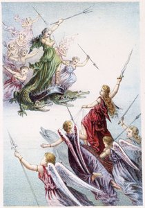 Kamp mellom onde og gode ånder i havet - i "" Reise til havets bunn"" av H. de la Blanchère. Paris, red. Jouvet et Cie, sd. 1880. av French School