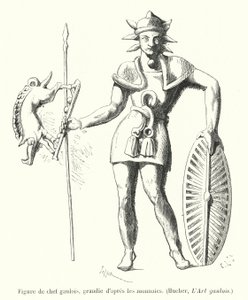 Figur av en gallisk høvding, forstørret i henhold til myntene (gravering) av French School