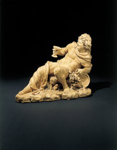 Figur av Bacchus liggende med et glass vin, ca. 1770 av French School