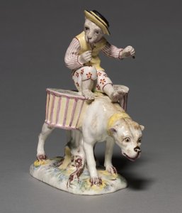 Figur av en ape på en hund, produsent Mennecy-Villeroy Factory, Frankrike, ca. 1760 av French School