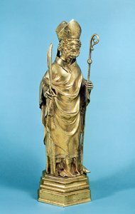 Figur av en biskop (forgylt kobber)