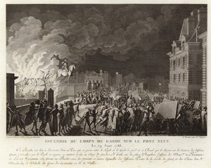 Brann ved Corps du Garde på Pont Neuf i Paris av French School